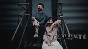 Banner image featuring a male and female, wearing the I'mperfect sweatshirt