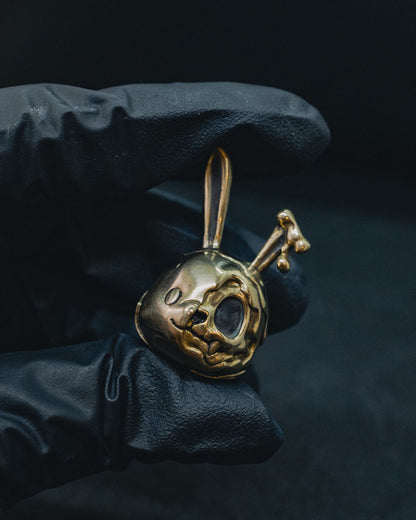 "Detached" Skull Lanyard Bead - Mirrored Brass