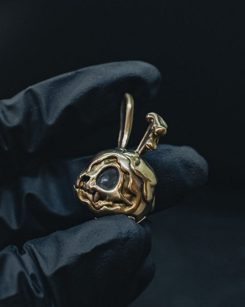"Detached" Skull Lanyard Bead - Mirrored Brass